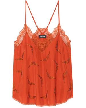 Zadig & Voltaire Christy Silk Lingerie Top - Orange
