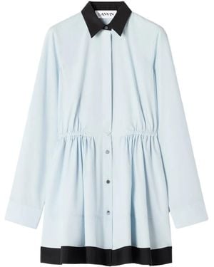 Lanvin Long-Sleeve Collared Mini Dress - Blue