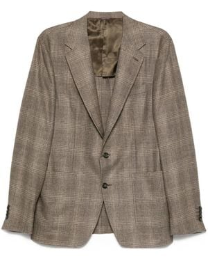 Canali Checked Wool Blazer - Brown