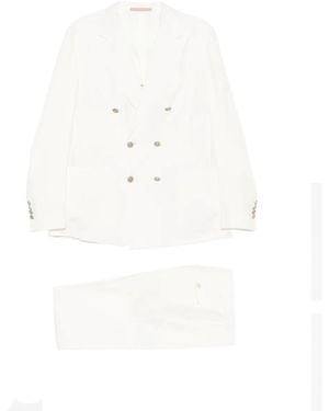 Eleventy Double-Breasted Suit - White