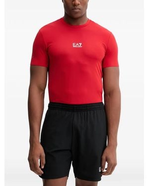 EA7 T-Shirt Met Logoprint - Rood