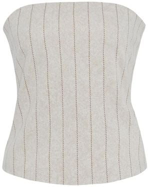 Rosetta Getty Pinstripe Bandeau Top - Grey