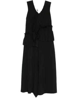 A Tentative Atelier Asymmetric Hand-Smocking Drapy Dress - Black