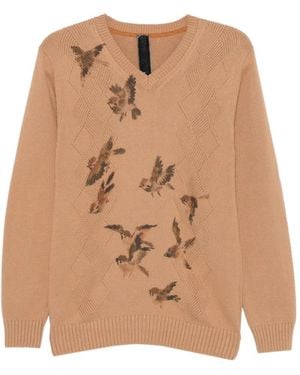 KAWAKEY V-Neck Diamond Sweater - Natural