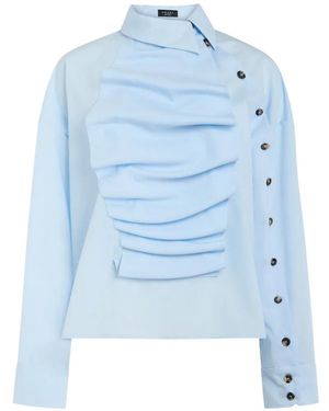 A.W.A.K.E. MODE Button-Embellishment Blouse - Blue