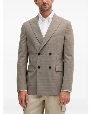 BOSS Double-breasted checked blazer - Gris