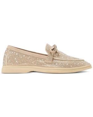 Nicoli Aurelia Embellished Bow-Detail Loafers - Natural