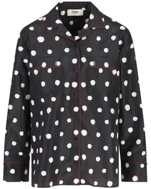 Fendi Polka-Dot Piped Shirt - Black