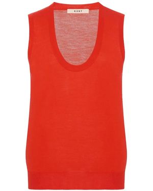 6397 Scoop-Neck Fine-Knit Vest - Red