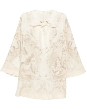 Zimmermann Tie Neck Tunic Dress - White