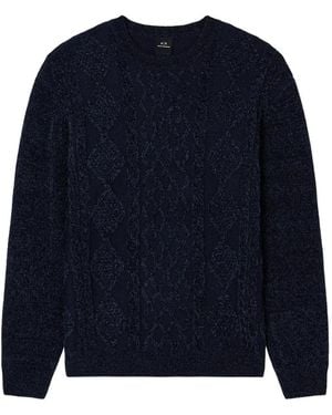 ARMANI EXCHANGE Cable-Knit Crew-Neck Jumper - Blue