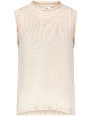 Loulou de Saison Effy Ribbed Collar Sleeveless Top - Natural