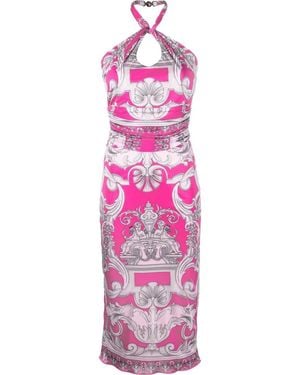 Versace バロッコプリント カットアウトドレス - ピンク