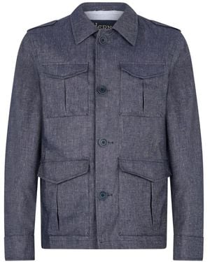 Herno Multiple-Pockets Denim Jacket - Blue