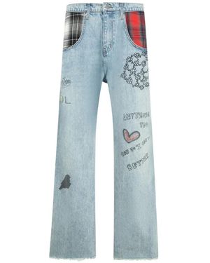 Satoshi Nakamoto Nessa Graphic-Print Jeans - Blue