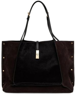 Pollini Austin Stud-Embellished Calf-Hair Tote Bag - Black