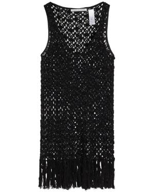 Maria McManus Crochet-Knit Fringed Tank Top - Black