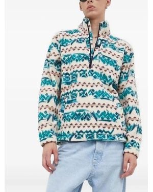 Billabong Geometric-Pattern Fleece Jumper - Blue
