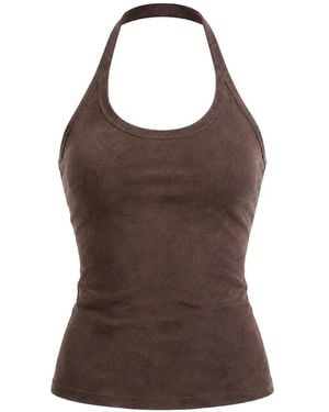 Stouls Cherry Open-Back Halterneck Top - Brown