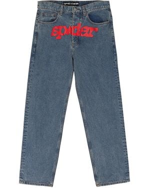 Sp5der Vaqueros Con Logo Estampado - Azul