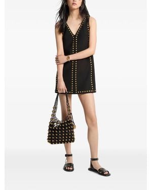 Michael Kors Stud-Embellished V-Neck Mini Dress - Black