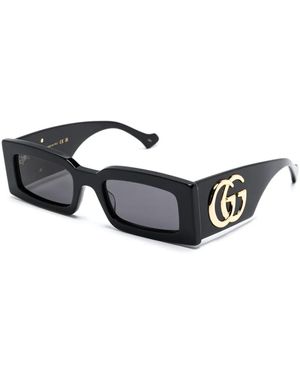 Gucci Lines Thin Gg Temple Sunglasses in Black | Lyst