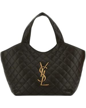 Saint Laurent Icare Medium Leather Tote - Black