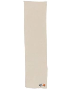 Maison Kitsuné Double Fox Head Patch Scarf - White