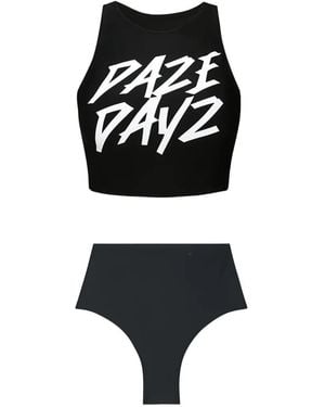 DAZE DAYZ High-Waist-Badeanzug Mit Logo-Print - Schwarz