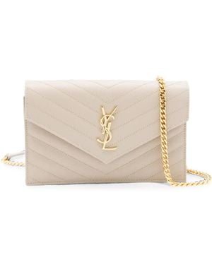 Saint Laurent Cassandre Envelope Shoulder Bag - Natural