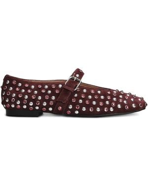 Bibi Lou Studded Buckle Ballet Flats - Marrone