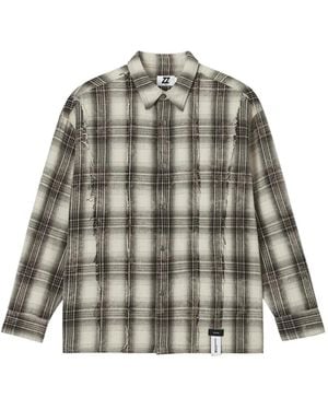 Izzue Frayed-Detailing Check-Pattern Shirt - Natural