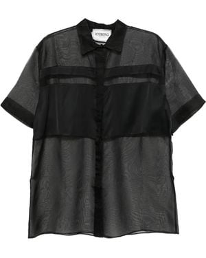 Iceberg Sheer-Panel Shirt - Black