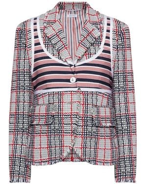 Thom Browne Summer Tweed Trompe L'Œil Bikini Fray Edge Sportcoat - White