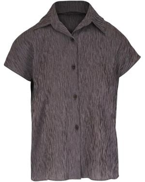 Peter Cohen Striped Short-Sleeve Blouse - Gray