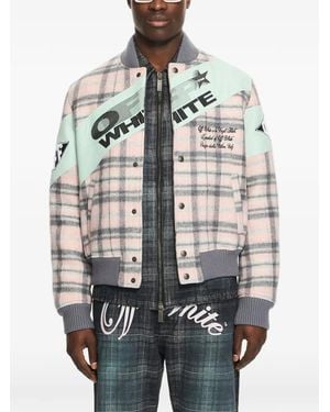 Off-White c/o Virgil Abloh Royal Check Varsity Jacket - Grey