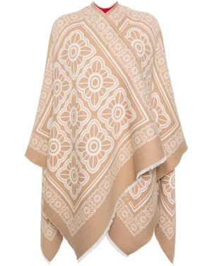 La DoubleJ Wendbarer Poncho Mit Fliesen-Print - Natur