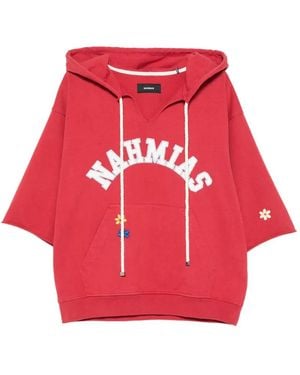 NAHMIAS Logo-Patch Floral-Embroidered Hoodie