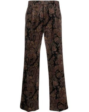 Etro Pants In Paisley Pattern Corduroy - Black