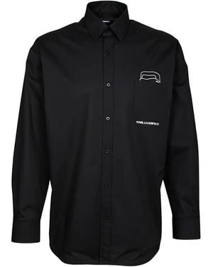 KARL LAGERFELD Chest-Pocket Shirt - Black