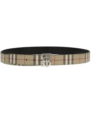 Burberry Checked Logo-Buckle Belt - White