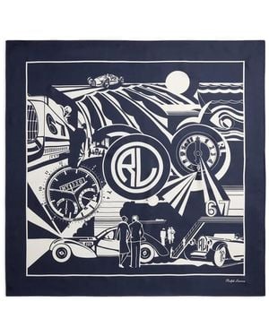 Ralph Lauren Graphic-Print Silk Scarf - Blue