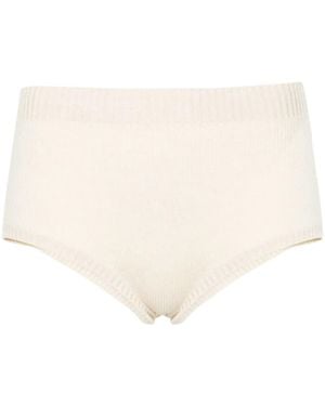 Alanui Finest High-Waist Ribbed Shorts - Natural