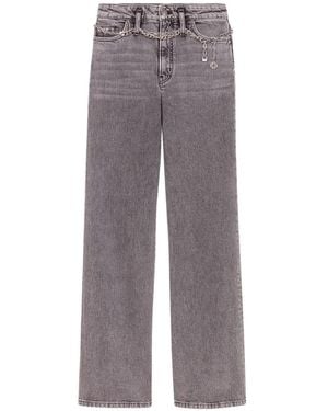 Maje Chain-Link Straight-Leg Jeans - Grey