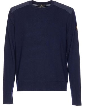 Belstaff Patch-Pocket Crew-Neck Sweater - Blue