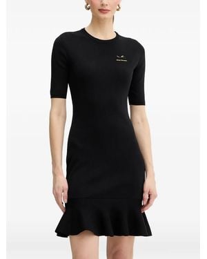 ARMANI EXCHANGE Ruffled Short-Sleeve Mini Dress - Black