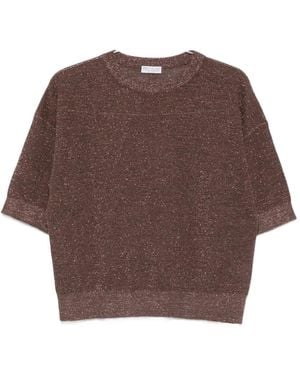 Brunello Cucinelli Metallic-Effect T-Shirt - Brown