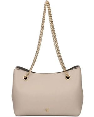 Calvin Klein Chain-Strap Satchel Bag - Natural