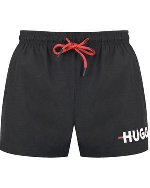 HUGO Logo-Print Swim Shorts - Black