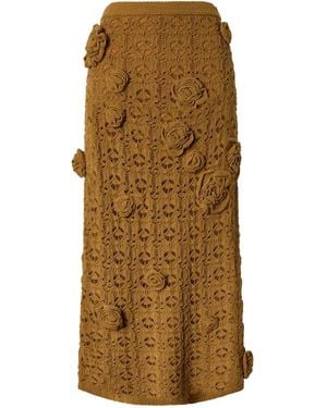 Pinko Rose Crochet Skirt - Natural